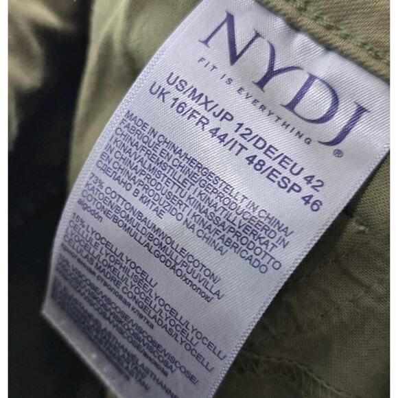 NYDJ Jeans Women 12 Green Pattern Sherri Slim Straight High Rise Denim Daughters - Picture 10 of 12